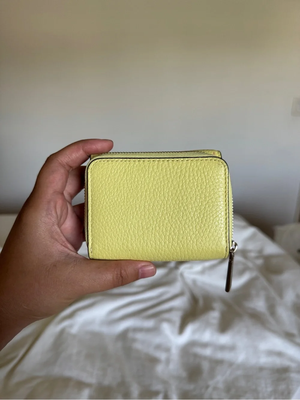 Kate Spade Kayla Small L-Zip Pebbled Leather Wallet - Lime Slushy EUC $129 msrp